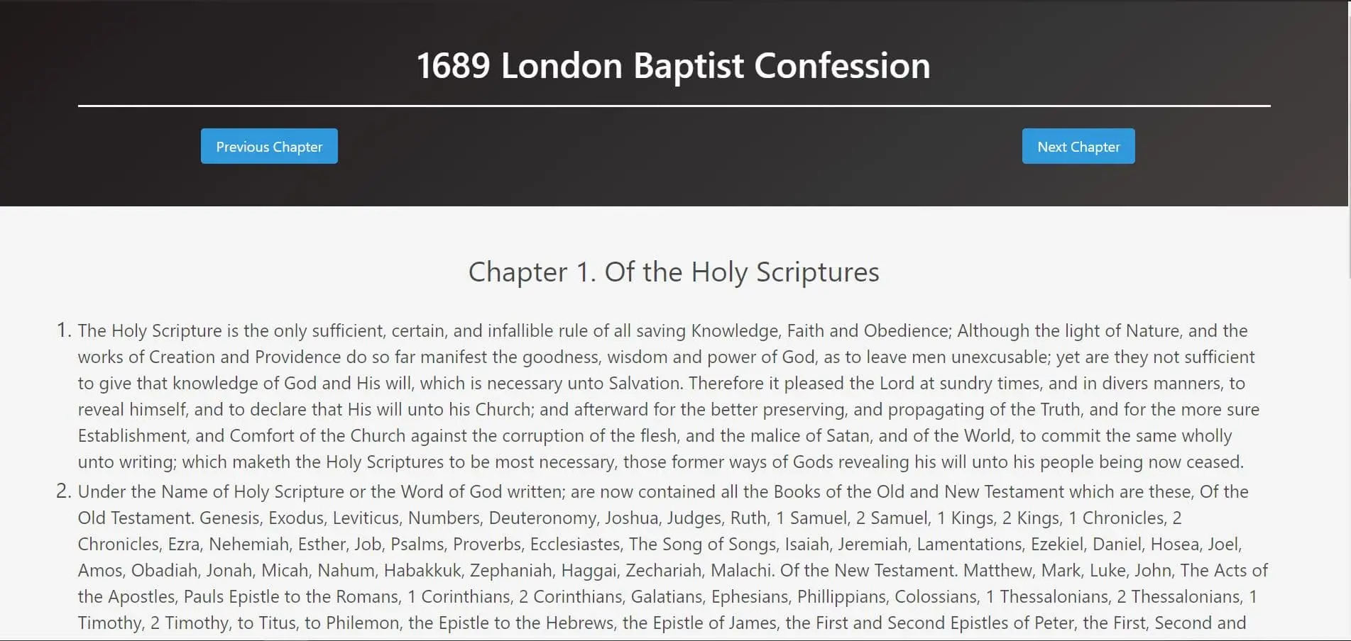 1689 London Baptist Confession